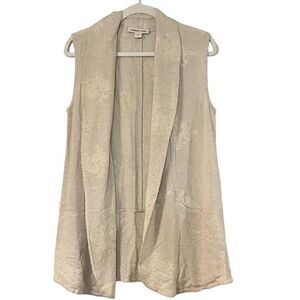 Coldwater Creek Sleeveless Floral Open Front Cardigan Vest Small